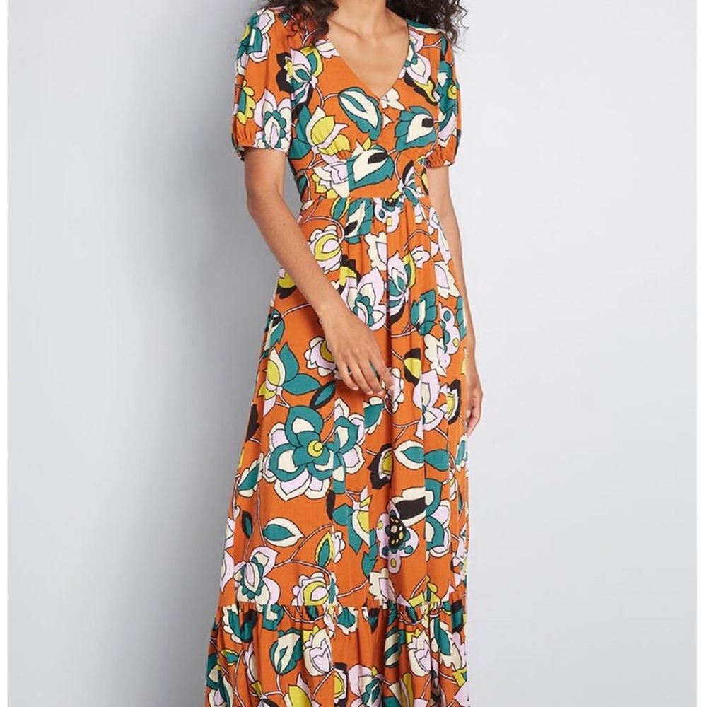 NWT modcloth ss ruffled maxi dress sz medium